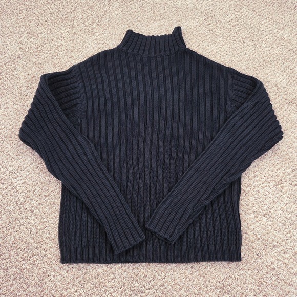 GAP Sweaters - VINTAGE Gap Sweater Womens XS Navy Blue Mock Neck 100% Cotton Cable Knit Ribbed
